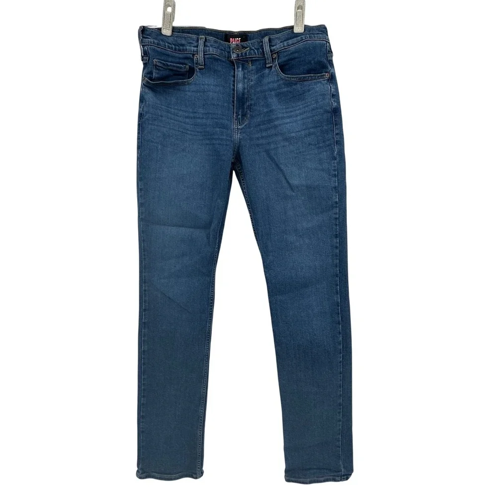 Paige Ronald Slim Straight Jeans Mens 34x32 Blue Classic Modern